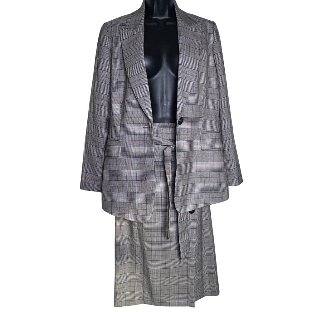 Antonio Melani Womens Glen Plaid Blazer Midi Skirt Suit Set 6 Fall 99AMM509